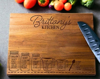 Personalized Cutting Board - Kitchen Measurement Chart, Kitchen Conversion Chart Sign, Cooking Gift, Kitchen Tool, Gift for Bakers, Baking