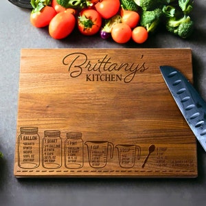 Personalized Cutting Board Kitchen Measurement Chart, Kitchen Conversion Chart Sign, Cooking Gift, Kitchen Tool, Gift for Bakers, Baking image 1