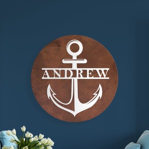 Nautical Name Sign, Personalized Name Sign, Nautical Nursery Sign, Wooden Name Sign, Nautical Decor, Anchor Name Sign, Nursery Decor