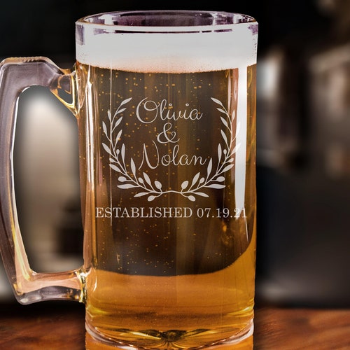 Personalized Wedding Beer Mug Custom Beer Mug Couple Beer Etsy