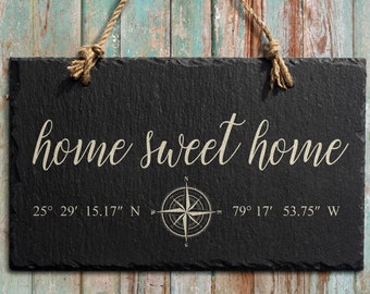 Home Sweet Home Slate Sign 11 3/4" x 7", Home Decor, Door Sign, Housewarming Gift, Custom Door Sign, Welcome Sign, Nautical Decor