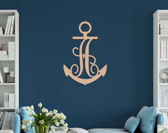 Anchor Wood Sign, Anchor Wooden Sign, Anchor Sign, Wedding Wall Decor, Nautical Wall Art, Wedding Decor, Nautical Decor, Nautical Monogram