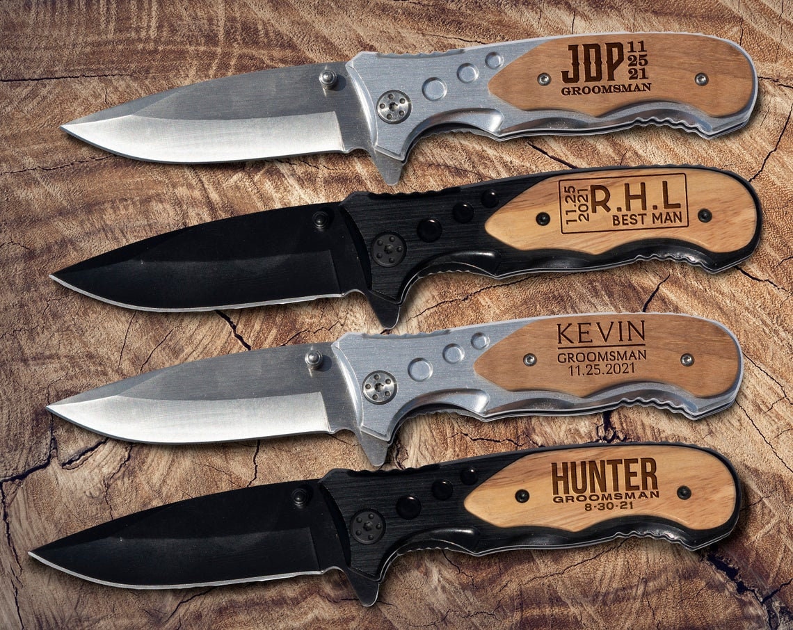 Carbon Fiber, Folding Knife Gift for men Engraved Knife Personalized Knife Hunting Knife Wedding Gift Pocket Knife Wood Knife