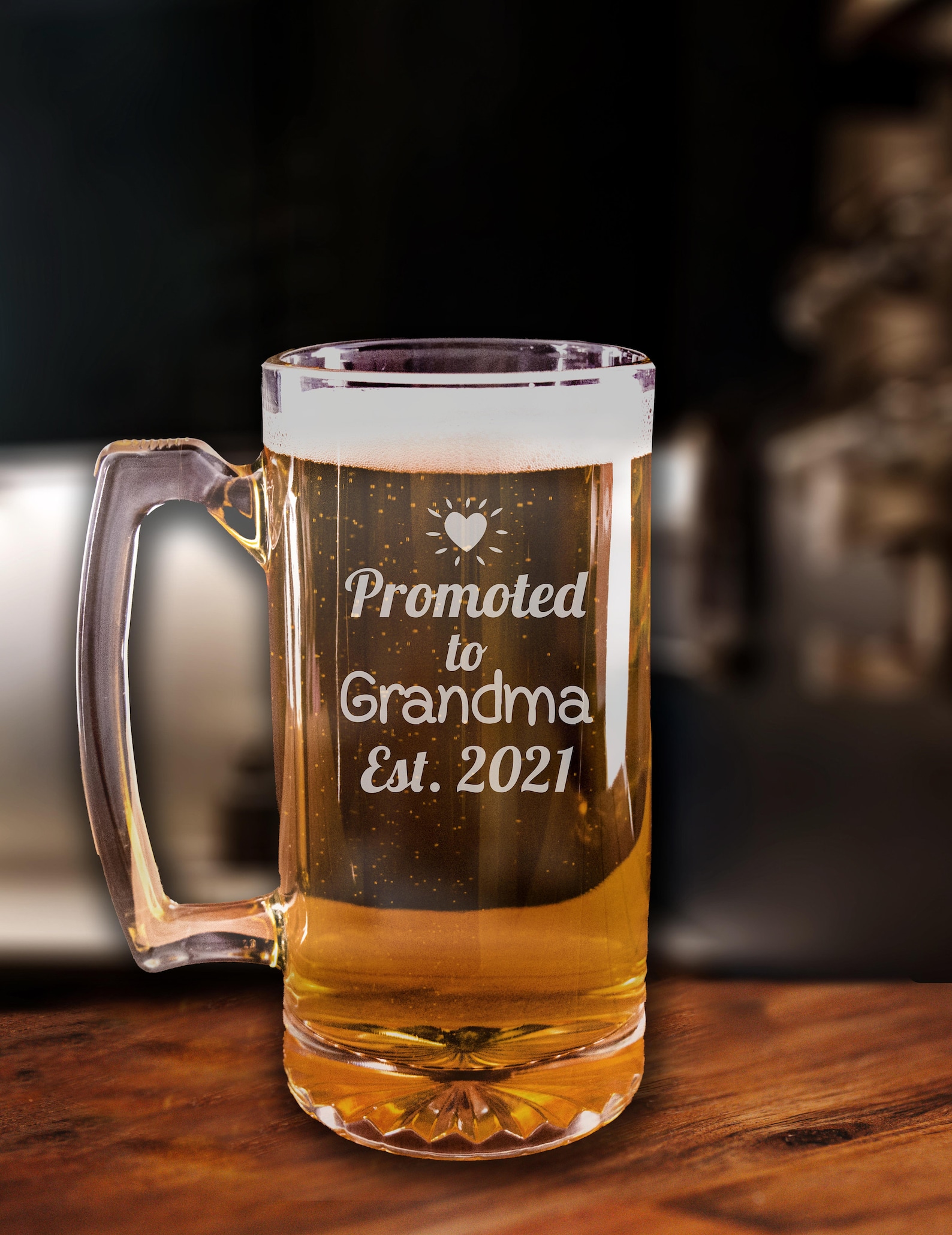Promoted to Grandma Beer Mug Personalized Grandma Gift Etsy