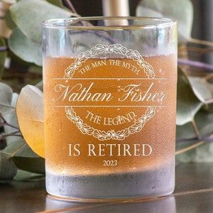 The Man. The Myth. The Legend. Retirement Gifts, Personalized Whiskey Glasses, Retirement Glasses, Gift For Retirement, Gifts for Retirement
