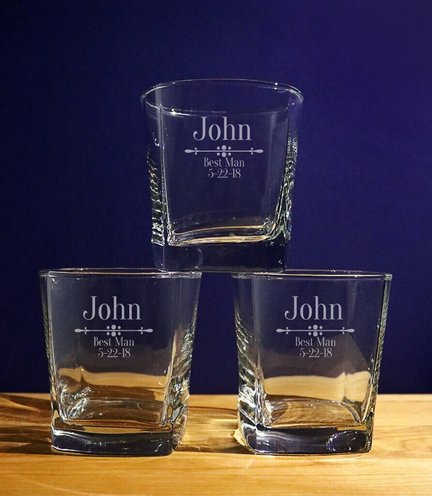 Groomsmen Whiskey Glass Groomsmen Gift Personalized Whiskey Etsy