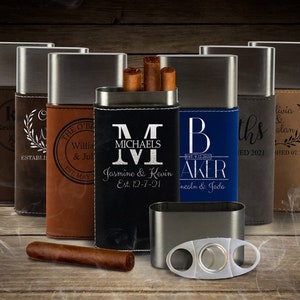 Cigar Case With Cutter, Personalized Cigar Gifts, Custom Cigar Case, Engraved Cigar Holder, Leather Cigar Case, Cigar Accessories