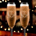 Set of 2 - Champagne Flutes Personalized, Laurel Wreath Wedding Flutes - Personalized Toasting Flutes - Personalized Wedding Glasses - A