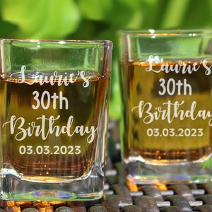 Birthday Shot Glasses, Birthday Gift, Birthday Party Favor, Birthday Shot Glasses, Birthday Favors, Personalized Shot Glasses image 1