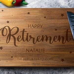 Happy Retirement Cutting Board - Retirement Gift - Unique Retirement Gift - Custom Retirement Gift - Retirement Ideas