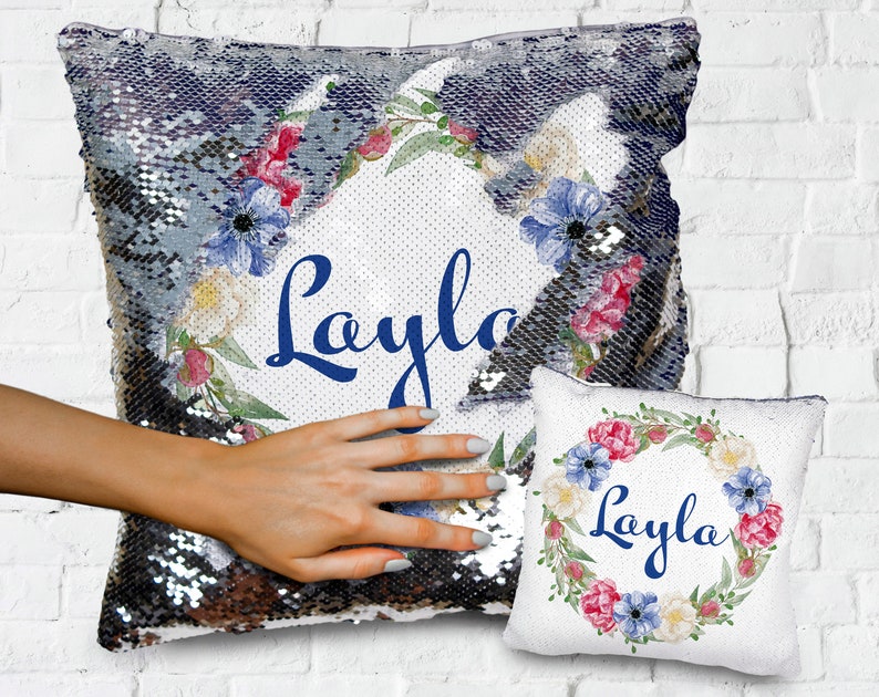 Personalized Sequin Pillow Case Personalized Pillow Mermaid Etsy