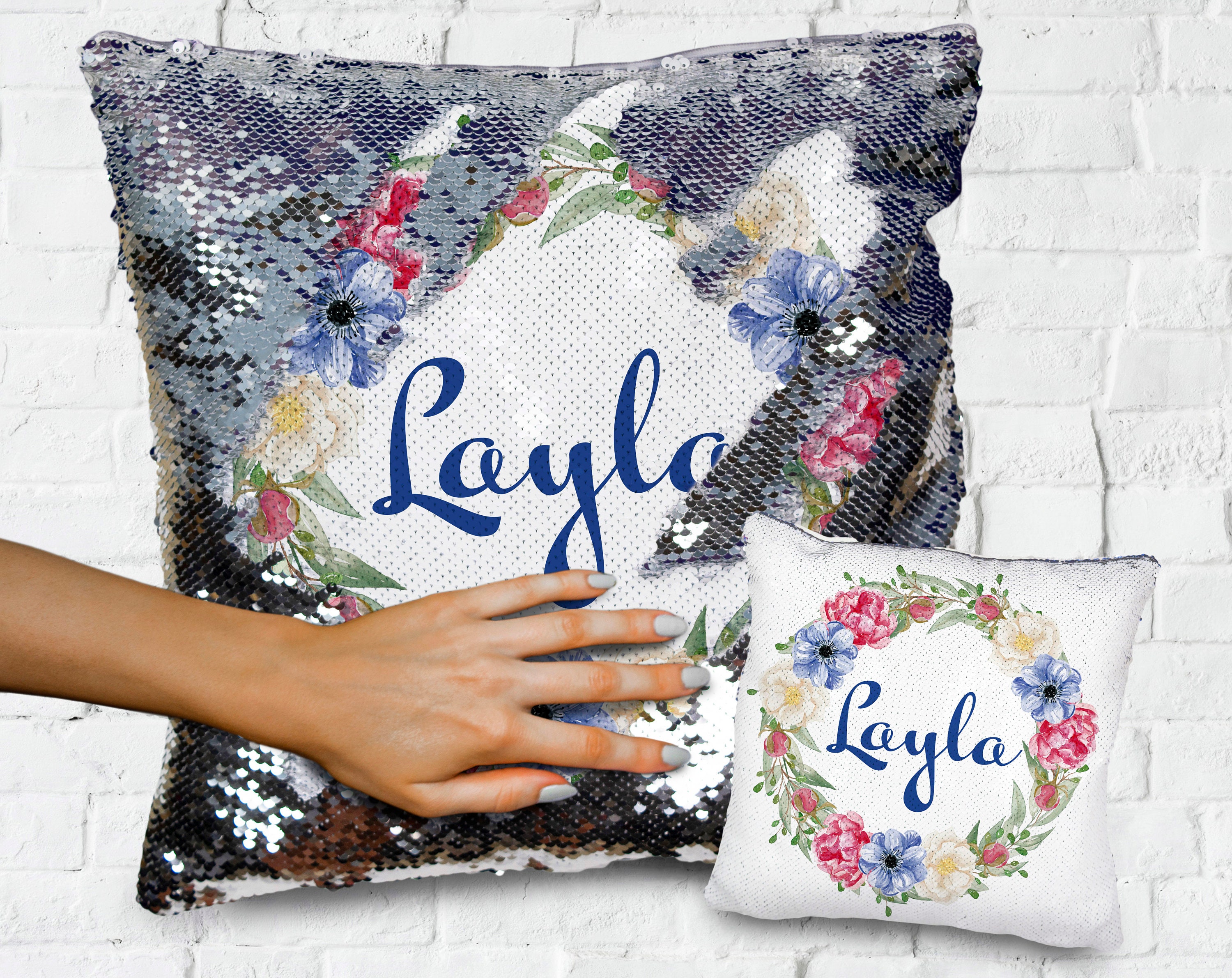 Personalized Sequin Pillow Case Personalized Pillow Mermaid Etsy