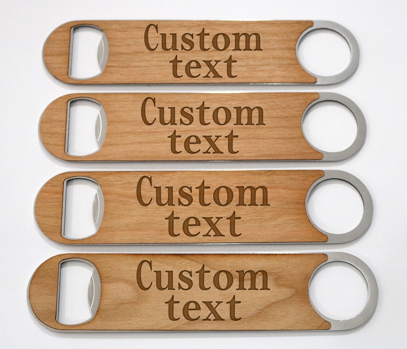 Personalized Bottle Opener Engraved Corkscrew Wooden Bottle image 0