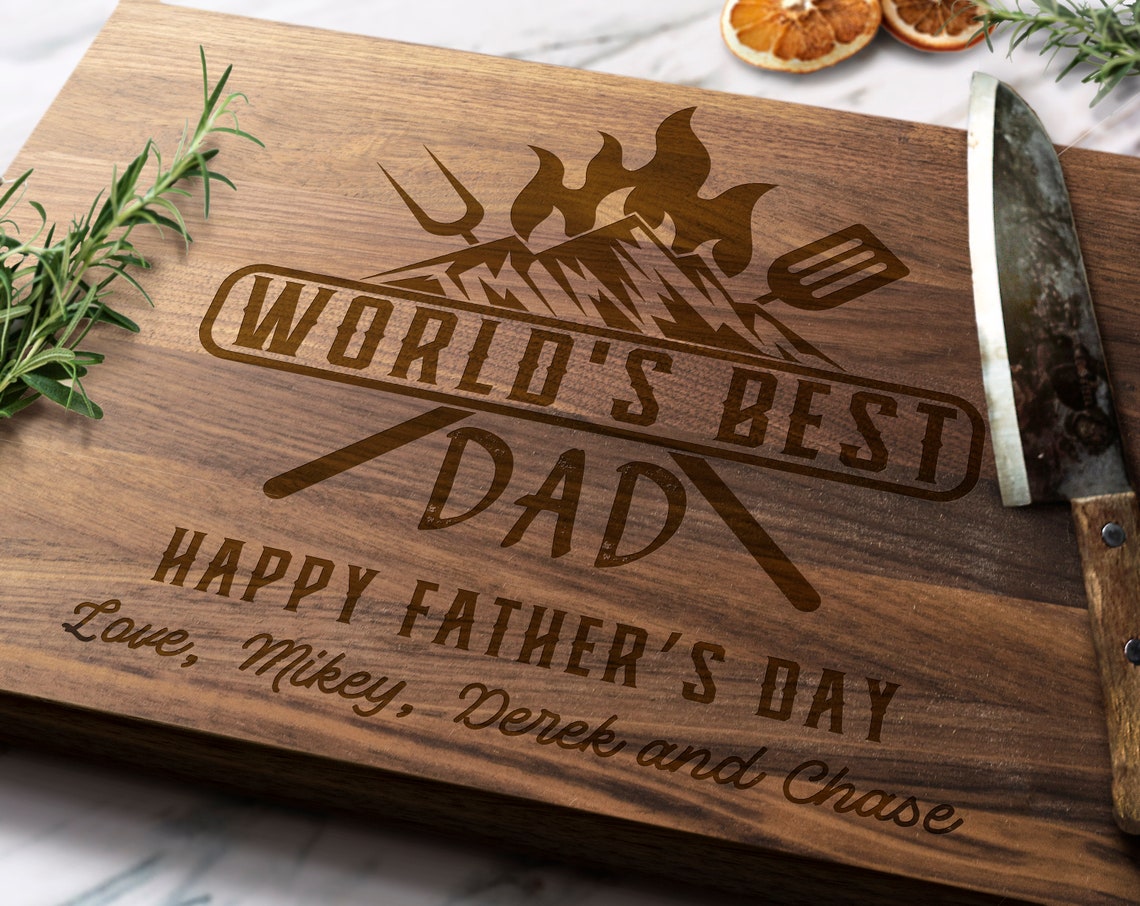 Fathers Day Cutting Board Gift for Dad 1 Dad Personalized Etsy