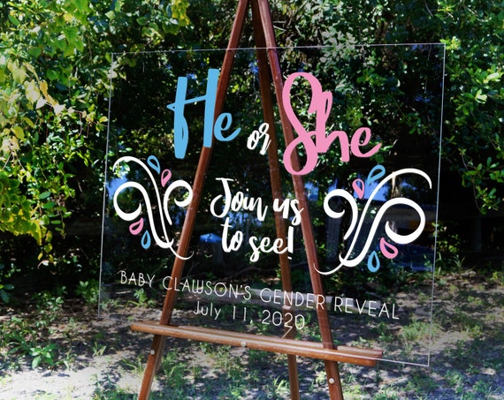 Gender Reveal Sign Gender Reveal Party Gender Reveal Decor Etsy