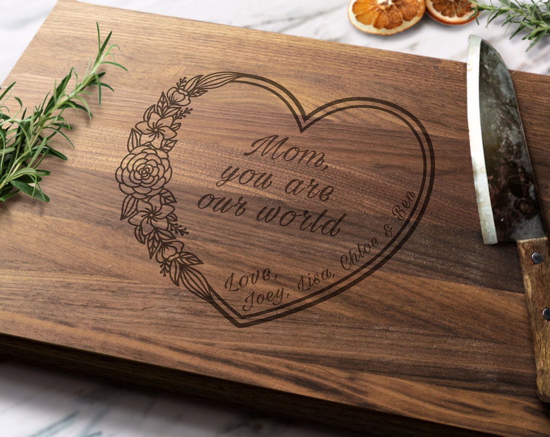 Mothers Day Cutting Board, Gift for Mom, Love You Mom, Personalized