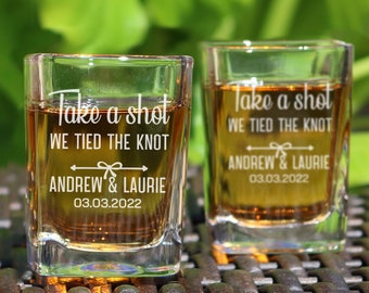 Take A Shot We Tied The Knot Shot Glasses, Wedding Gift, Wedding Party Favor, Wedding Shot Glasses, Wedding Favors, Wedding Favor