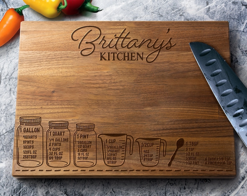 Personalized Cutting Board - Kitchen Measurement Chart, Kitchen Conversion Chart Sign, Cooking Gift, Kitchen Tool, Gift for Bakers, Baking