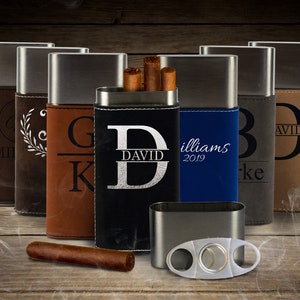 Cigar Case With Cutter, Personalized Cigar Gifts, Custom Cigar Case, Engraved Cigar Holder, Leather Cigar Case, Cigar Accessories