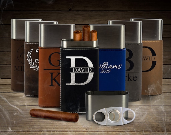 Cigar Case With Cutter Gifts Custom Cigar - Etsy