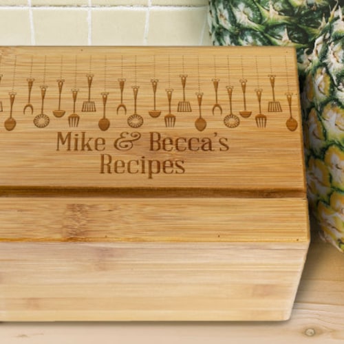 Personalized Recipe Box Family Wood Recipe Box Wedding Gift Etsy