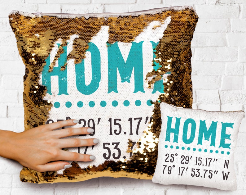 Housewarming Gift Personalized Sequin Pillow Case Etsy