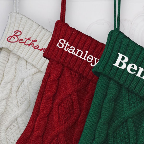 Personalized Christmas Stockings, Embroidered Stocking, Knitted Christmas Stockings, Christmas Gift, Custom Christmas Stockings