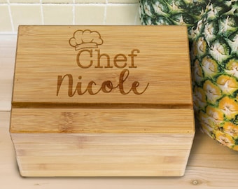 Personalized Recipe Box, Family Wood Recipe Box, Wedding Gift, Gift for newlywed, Custom Wooden Recipe Box, Engraved Recipe Box Kitchen Gift