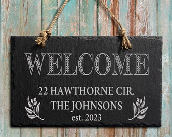 Slate Sign 11 3/4" x 7", Home Decor, Door Sign, Housewarming Gift, New Home Gift, Custom Door Sign, Welcome Sign, First Home Gift