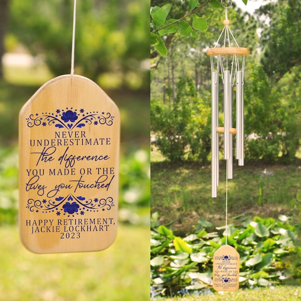 Never Underestimate the Difference You Made Wind Chime, Retirement Wind Chime, Retirement Gift, Retirement Gift Ideas, Gift for Retirement