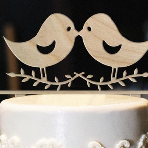 Love Birds Cake Topper, Wood Wedding Cake Topper, Bird Cake Topper, Anniversary Cake Topper, Love Birds Wedding Cake Topper image 1