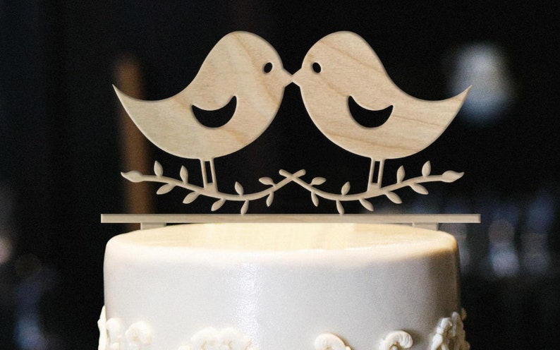 Love Birds Cake Topper, Wood Wedding Cake Topper, Bird Cake Topper, Anniversary Cake Topper, Love Birds Wedding Cake Topper image 1