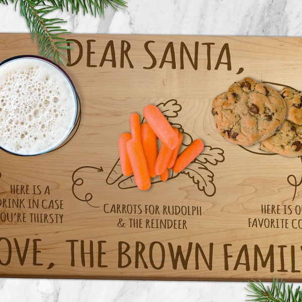 Christmas Cutting Board, Santa Treat Board, Christmas Gift, Cookies for Santa, Personalized Santa Cutting Board, Christmas Eve, Christmas