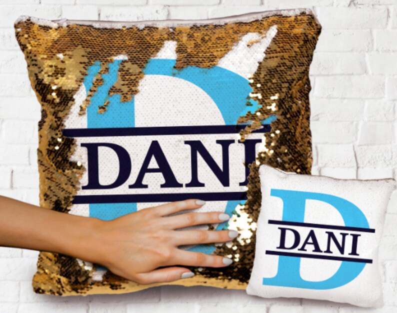 Personalized Monogram Sequin Pillow Case Personalized Pillow Etsy