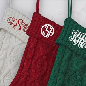 Monogrammed Christmas Stockings, Personalized Christmas Stockings, Embroidered Stocking, Knitted Christmas Stockings, Christmas Gift