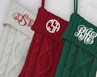 Monogrammed Christmas Stockings, Personalized Christmas Stockings, Embroidered Stocking, Knitted Christmas Stockings, Christmas Gift