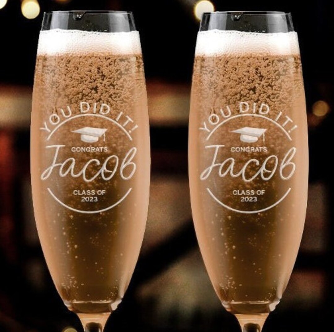 Custom Graduation Flutes Set of 2, College Graduation Gift, Graduation Flutes, Graduation Gift ...