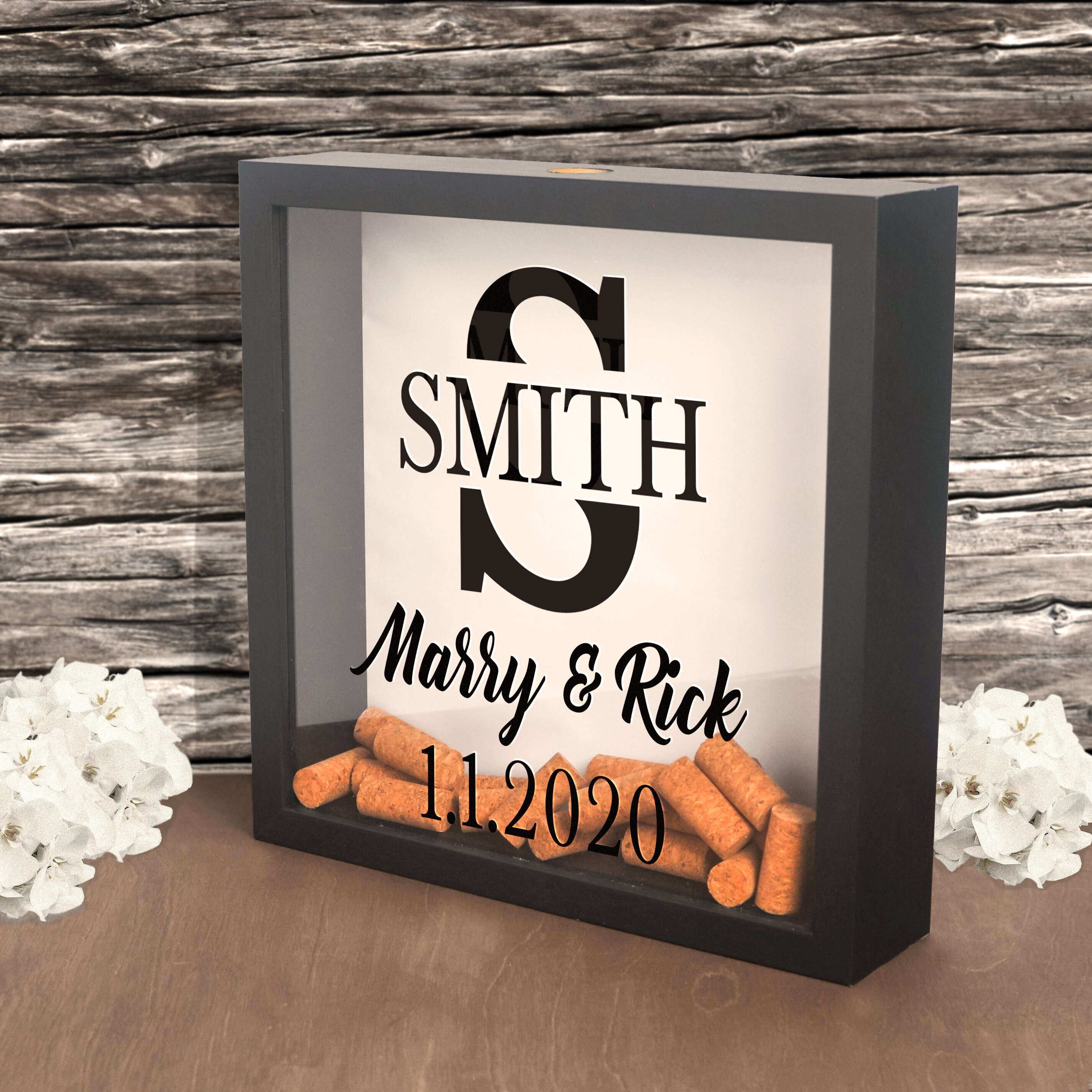 Personalized Shadow Box Wedding Gift Cork Box Wedding Guest Etsy