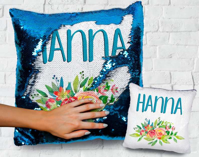 Personalized Sequin Pillow Case Personalized Pillow Mermaid Etsy