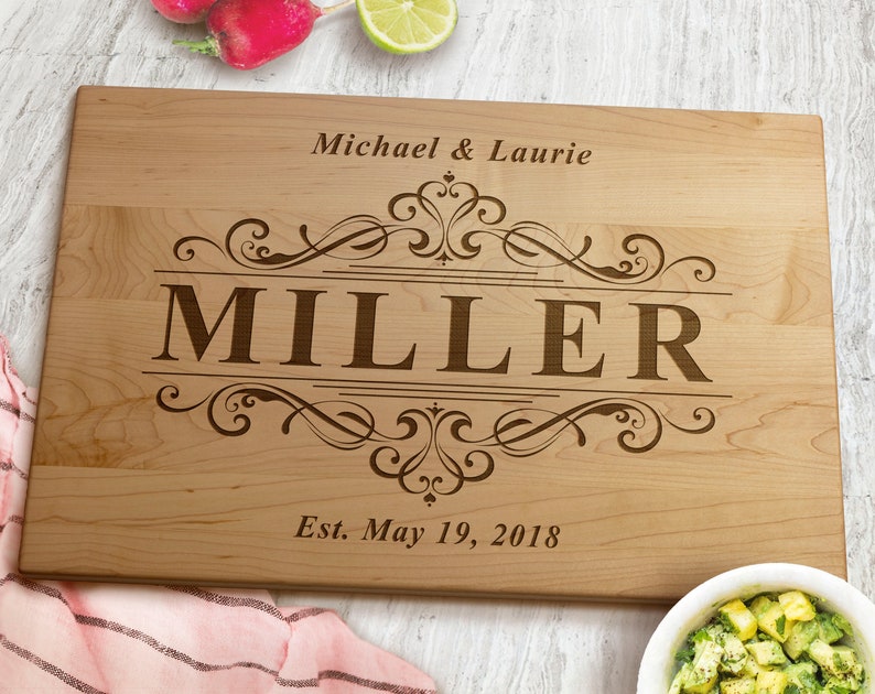 Personalized Cutting Board Walnut Maple Cherry Wood Engraved Cutting Board Personalized Wedding Gift Housewarming Gift Custom image 3