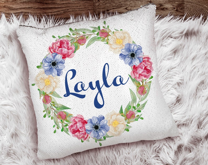 Personalized Sequin Pillow Case Personalized Pillow Mermaid Etsy