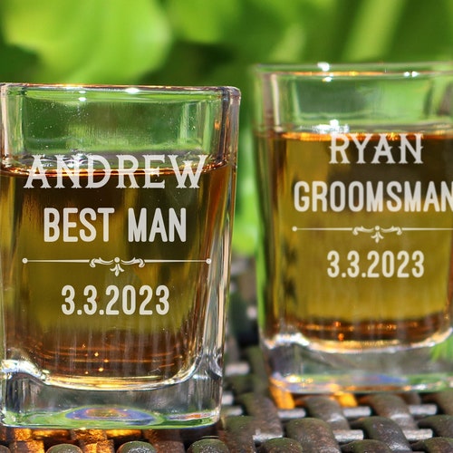 Custom Shot Glasses Groomsmen Proposal Groomsman Gift Etsy
