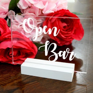 Open Bar Sign, Wedding Decor, Open Bar Signs, Wedding Sign, Acrylic Wedding Signs, Party Sign, Bar Sign, Personalized Bar Signs