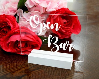 Open Bar Sign, Wedding Decor, Open Bar Signs, Wedding Sign, Acrylic Wedding Signs, Party Sign, Bar Sign, Personalized Bar Signs