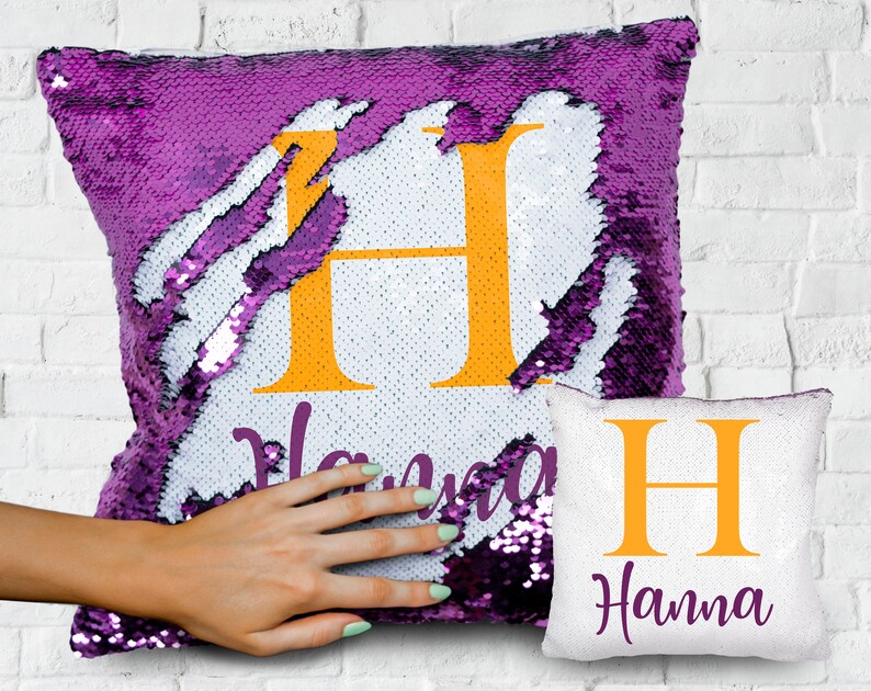 Personalized Monogram Sequin Pillow Case Personalized Pillow Etsy