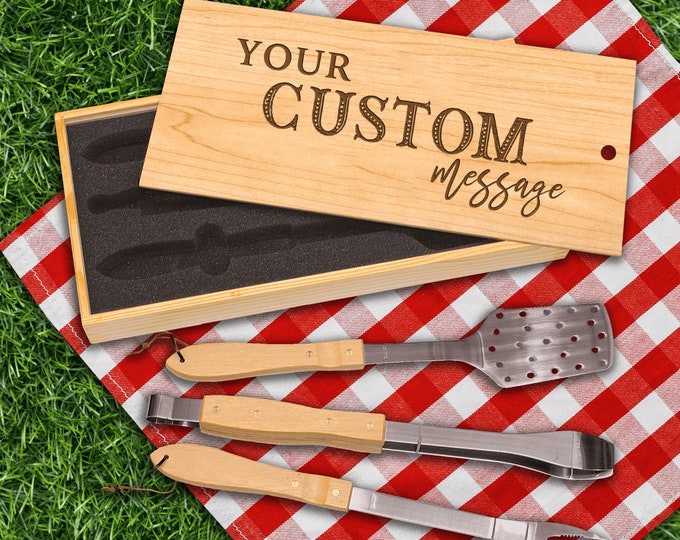 BBQ Set, BBQ Grill Tool Set, Personalized Barbecue Set, Grilling Tools, Christmas Gift, Grilling Gifts, Custom Grilling Set, Gift For Him