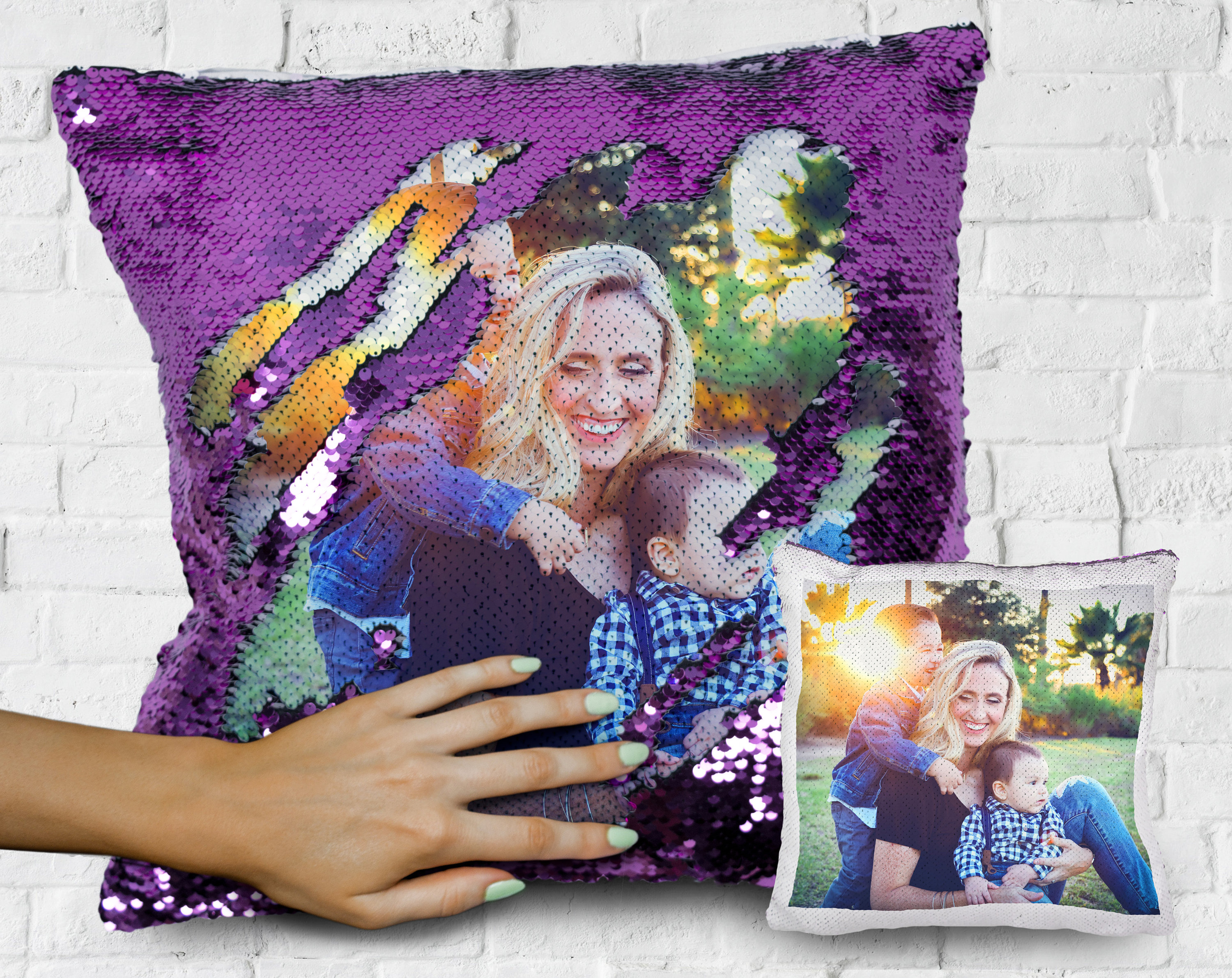 Photo Sequin Pillow Case Personalized Sequin Pillow Etsy