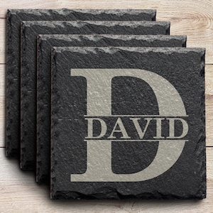 Slate Coasters, Personalized Slate Coasters, Housewarming Gift, Drink Coasters, Personalized Coaster Set Of 4, Monogram Coasters, Valentines