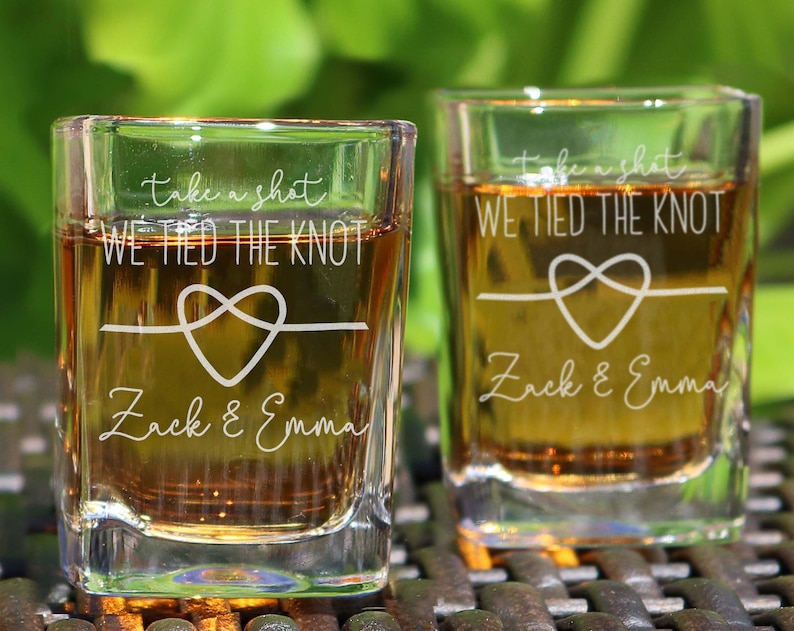 Take A Shot We Tied The Knot Shot Glasses, Wedding Gift, Wedding Party Favor, Wedding Shot Glasses, Wedding Favors, Wedding Favor 