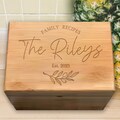 Personalized Recipe Box, Family Wood Recipe Box, Wedding Gift, Gift for newlywed, Custom Wooden Recipe Box, Engraved Recipe Box Kitchen Gift